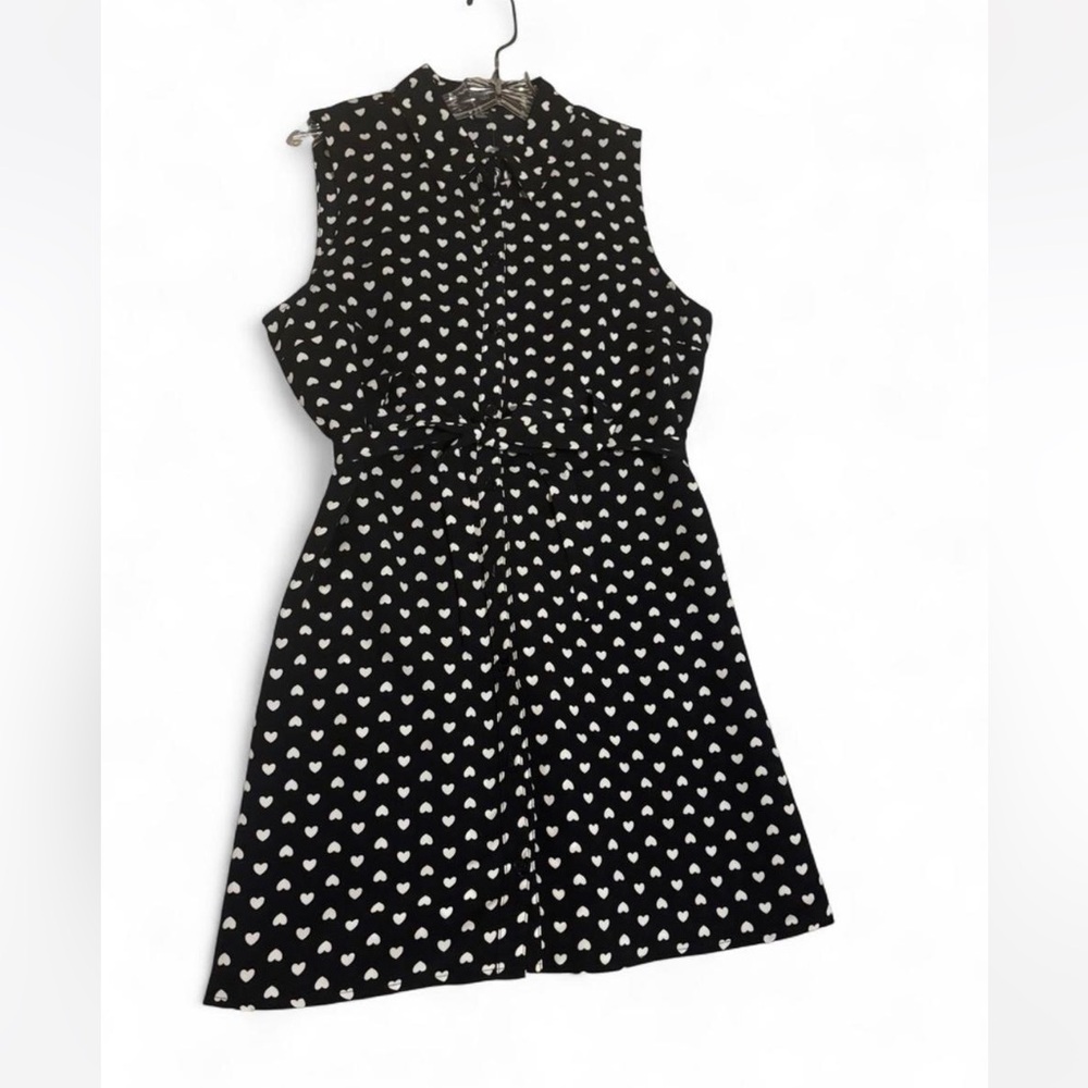 Forever 21 sz M navy blue Dress White Heart dot shirt dress coquette preppy